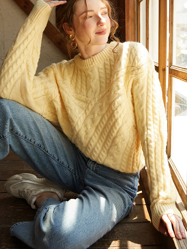 Comfortable Limoncello Oversized Knit Sweater - Soft Viscose Blend