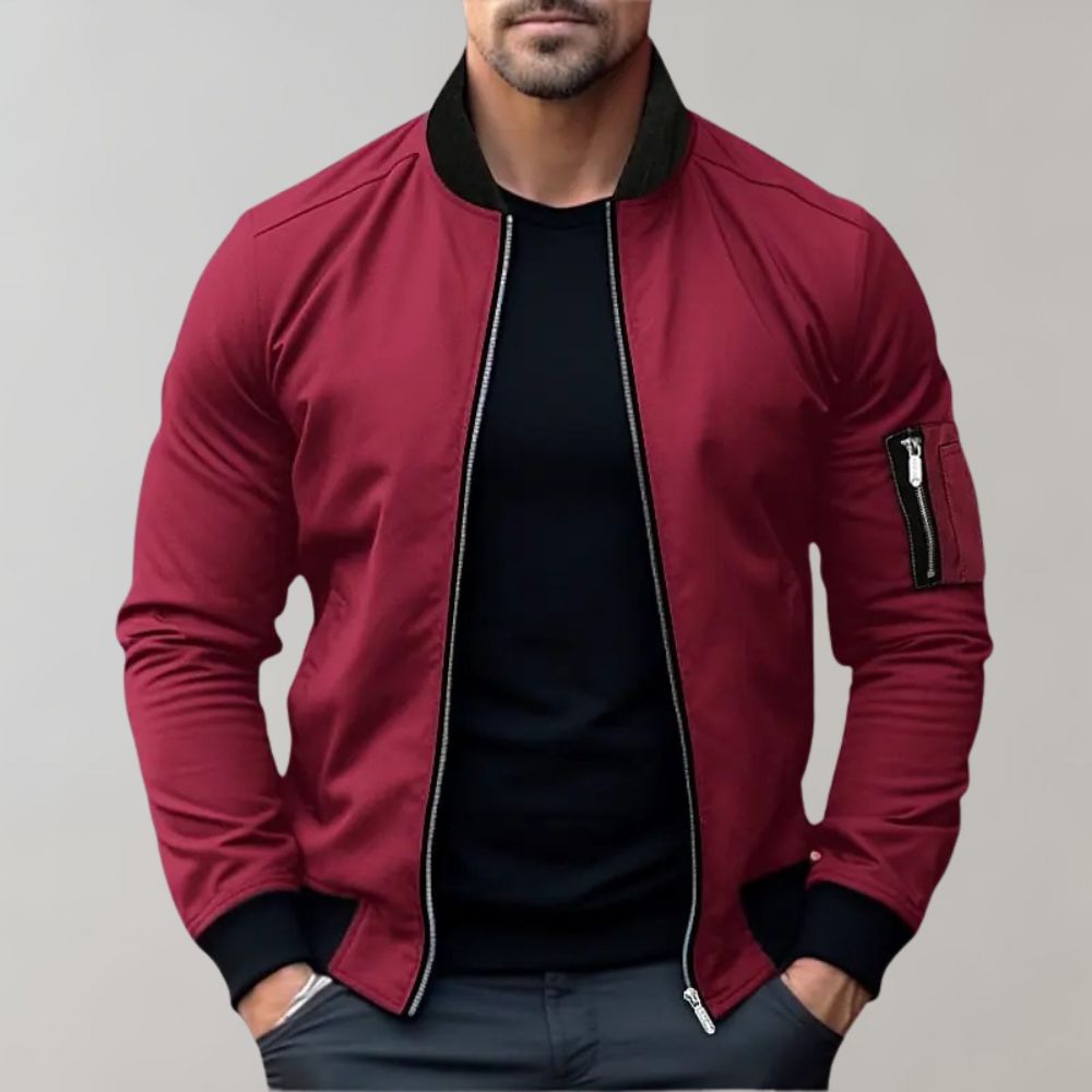 Men's Lightweight Bomber Jacket with Zipper Pockets - Stylish & Versatile Outerwear for All Seasons