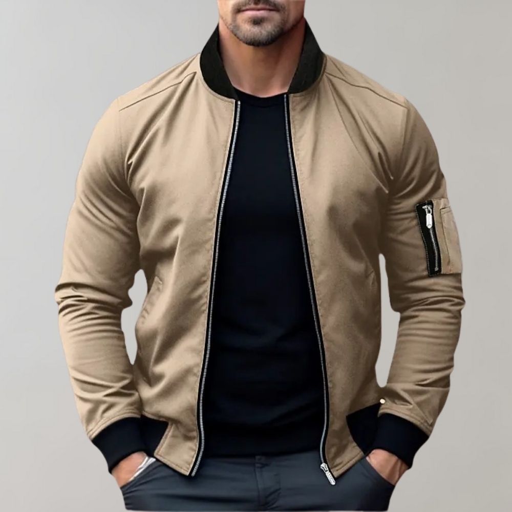 Men's Lightweight Bomber Jacket with Zipper Pockets - Stylish & Versatile Outerwear for All Seasons