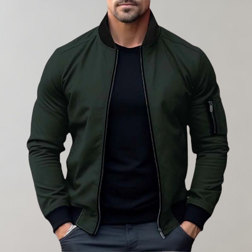 Men's Lightweight Bomber Jacket with Zipper Pockets - Stylish & Versatile Outerwear for All Seasons