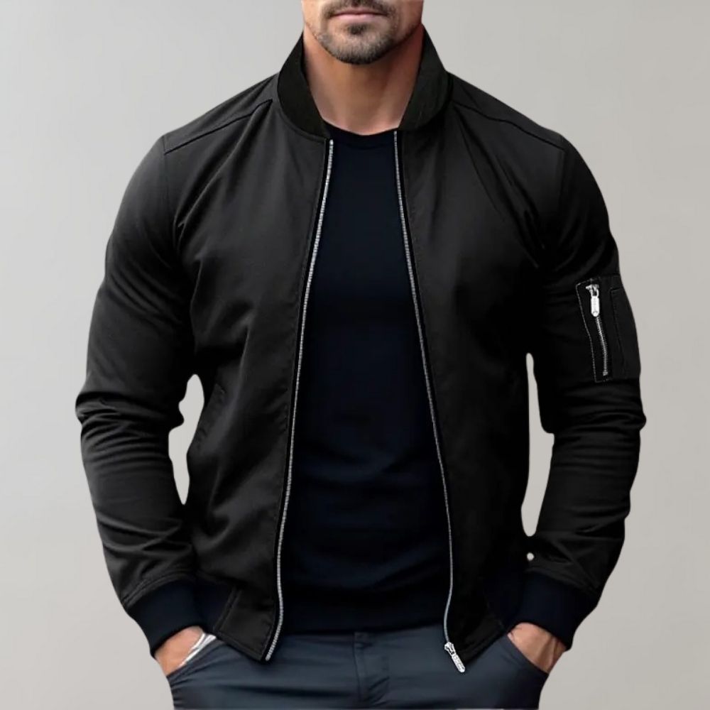 Men's Lightweight Bomber Jacket with Zipper Pockets - Stylish & Versatile Outerwear for All Seasons