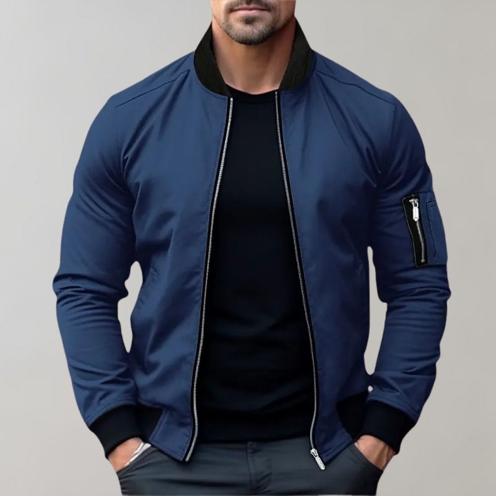 Men's Lightweight Bomber Jacket with Zipper Pockets - Stylish & Versatile Outerwear for All Seasons