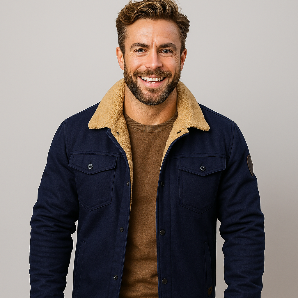 Men's Stylish Lined Bomber Jacket with Button Front, Chest Pockets, and Warm Insulation - Perfect for Casual Wear