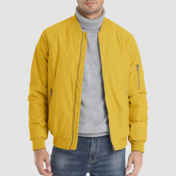 Men's Casual Zip-Up Bomber Jacket - Lightweight Windbreaker for Everyday Wear