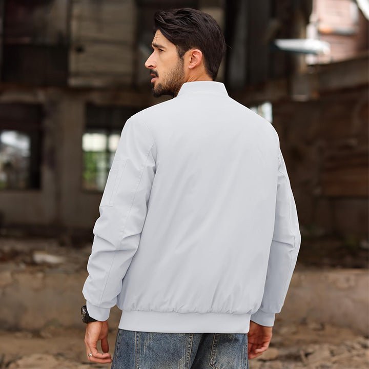 Men's Casual Zip-Up Bomber Jacket - Lightweight Windbreaker for Everyday Wear