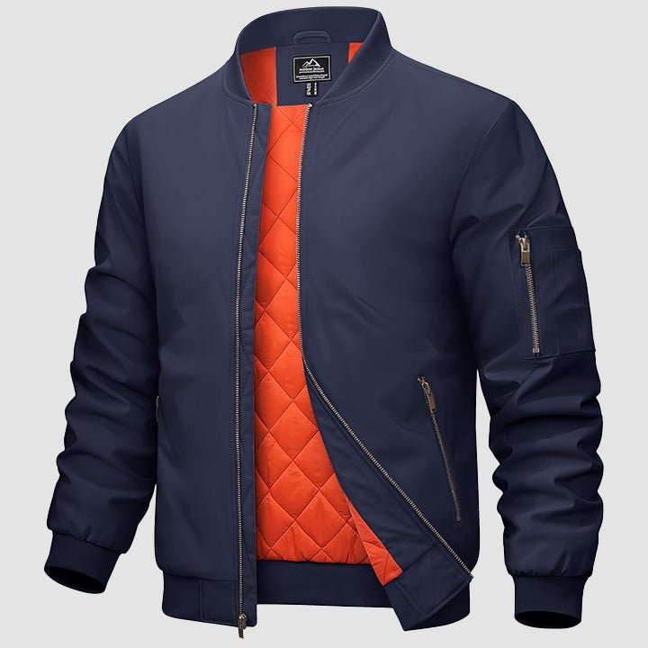 Men's Casual Zip-Up Bomber Jacket - Lightweight Windbreaker for Everyday Wear