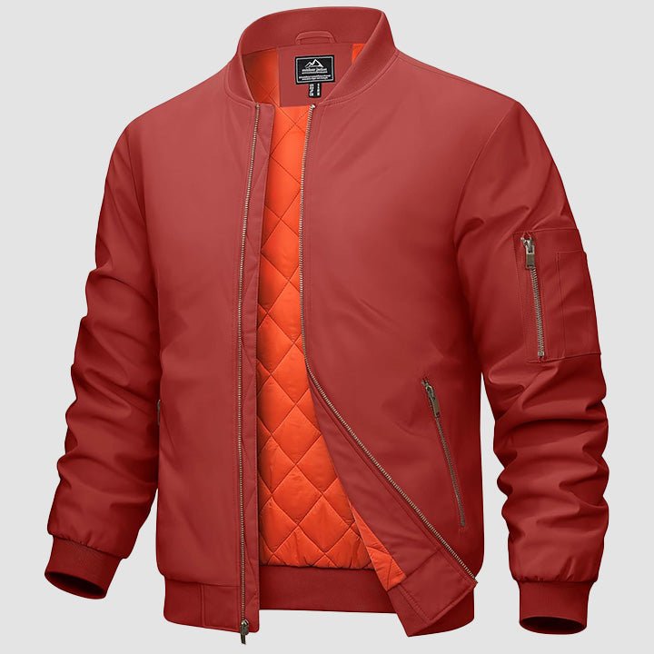 Men's Casual Zip-Up Bomber Jacket - Lightweight Windbreaker for Everyday Wear
