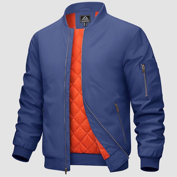 Men's Casual Zip-Up Bomber Jacket - Lightweight Windbreaker for Everyday Wear