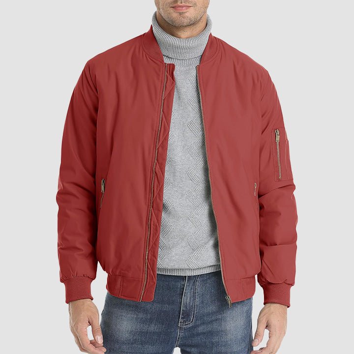 Men's Casual Zip-Up Bomber Jacket - Lightweight Windbreaker for Everyday Wear