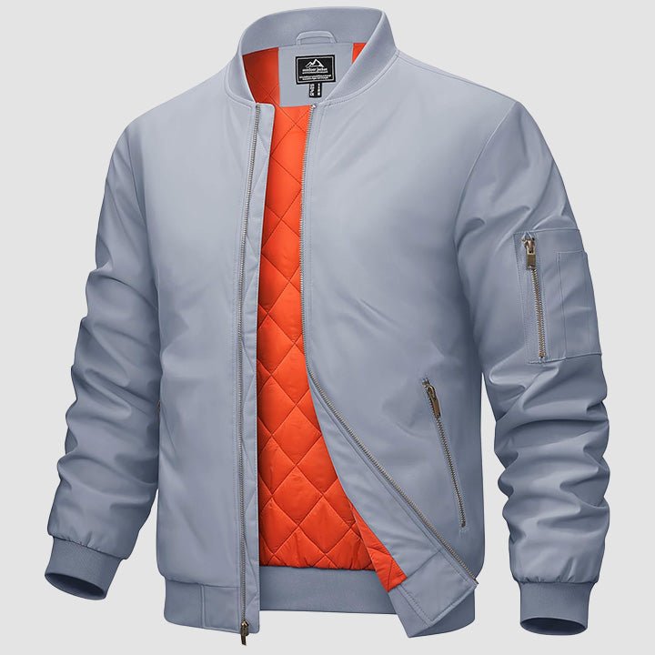 Men's Casual Zip-Up Bomber Jacket - Lightweight Windbreaker for Everyday Wear