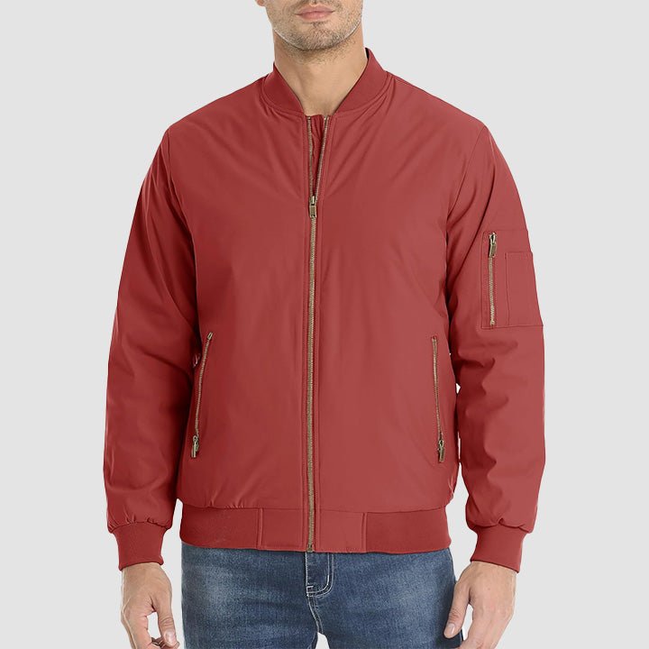 Men's Casual Zip-Up Bomber Jacket - Lightweight Windbreaker for Everyday Wear