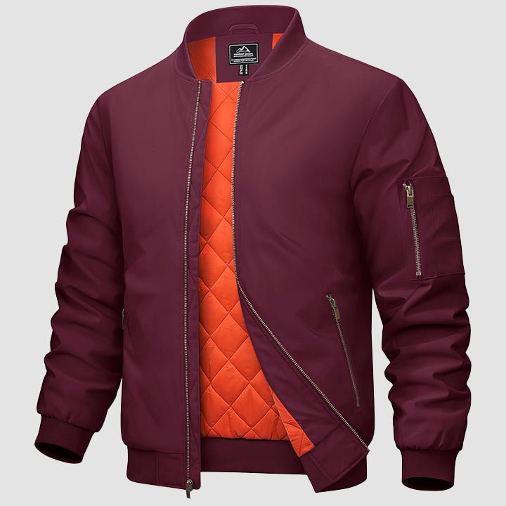 Men's Casual Zip-Up Bomber Jacket - Lightweight Windbreaker for Everyday Wear