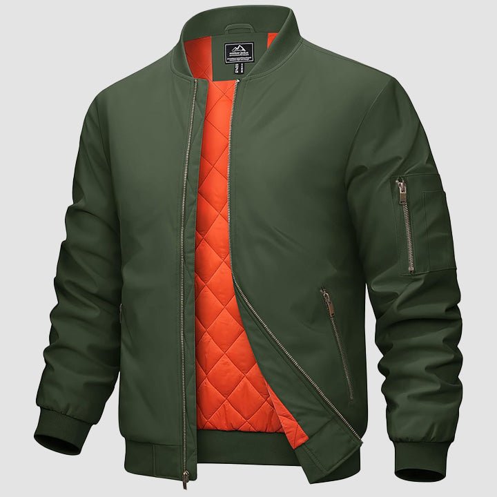 Men's Casual Zip-Up Bomber Jacket - Lightweight Windbreaker for Everyday Wear