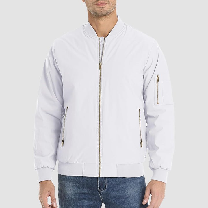 Men's Casual Zip-Up Bomber Jacket - Lightweight Windbreaker for Everyday Wear