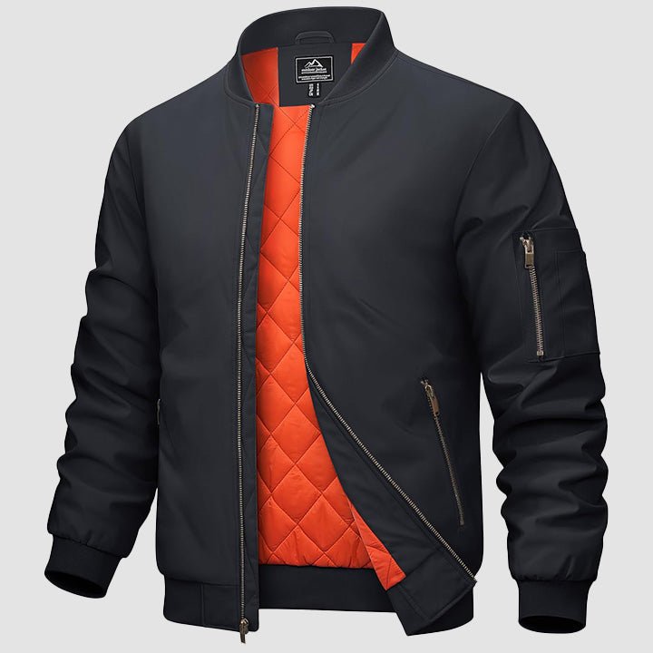 Men's Casual Zip-Up Bomber Jacket - Lightweight Windbreaker for Everyday Wear