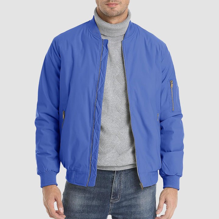 Men's Casual Zip-Up Bomber Jacket - Lightweight Windbreaker for Everyday Wear