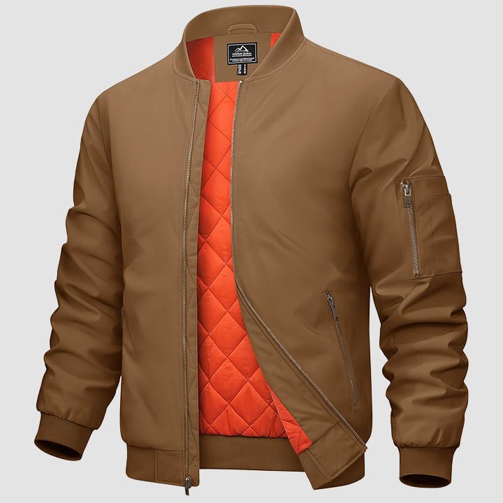 Men's Casual Zip-Up Bomber Jacket - Lightweight Windbreaker for Everyday Wear