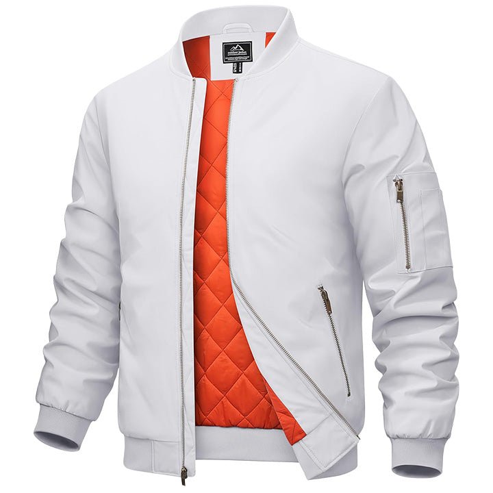 Men's Casual Zip-Up Bomber Jacket - Lightweight Windbreaker for Everyday Wear