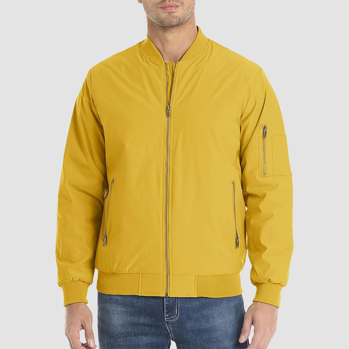 Men's Casual Zip-Up Bomber Jacket - Lightweight Windbreaker for Everyday Wear