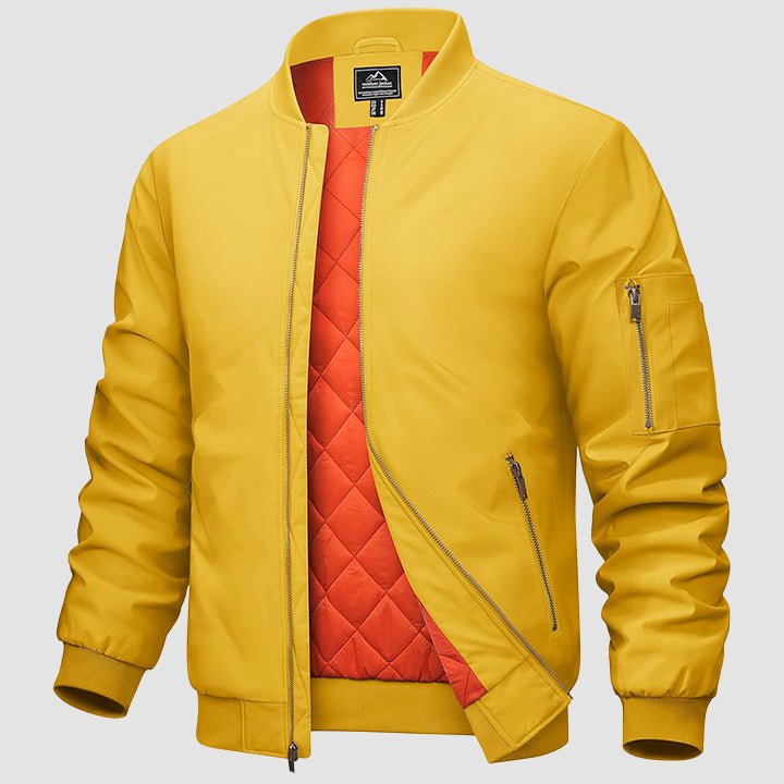 Men's Casual Zip-Up Bomber Jacket - Lightweight Windbreaker for Everyday Wear
