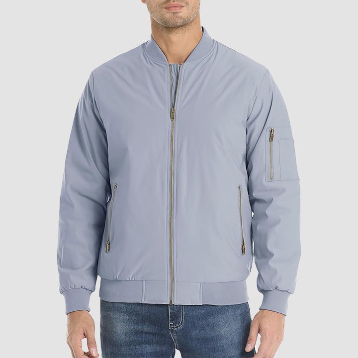 Men's Casual Zip-Up Bomber Jacket - Lightweight Windbreaker for Everyday Wear