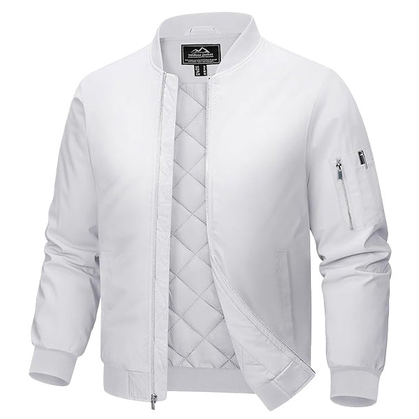 Men's Quilted Windproof Bomber Jacket with Pockets - Stylish & Durable Outerwear for All Seasons