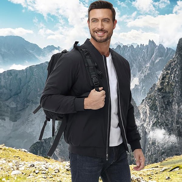 Men's Quilted Windproof Bomber Jacket with Pockets - Stylish & Durable Outerwear for All Seasons