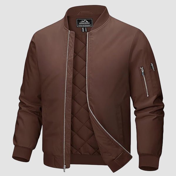 Men's Quilted Windproof Bomber Jacket with Pockets - Stylish & Durable Outerwear for All Seasons