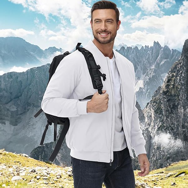 Men's Quilted Windproof Bomber Jacket with Pockets - Stylish & Durable Outerwear for All Seasons