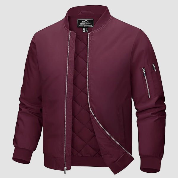 Men's Quilted Windproof Bomber Jacket with Pockets - Stylish & Durable Outerwear for All Seasons