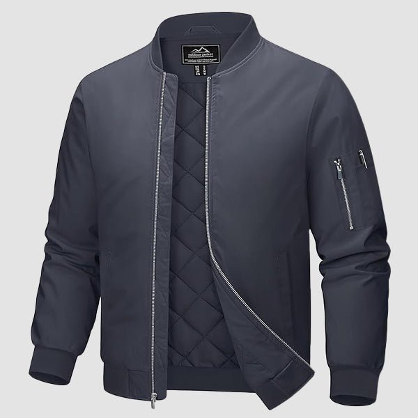 Men's Quilted Windproof Bomber Jacket with Pockets - Stylish & Durable Outerwear for All Seasons