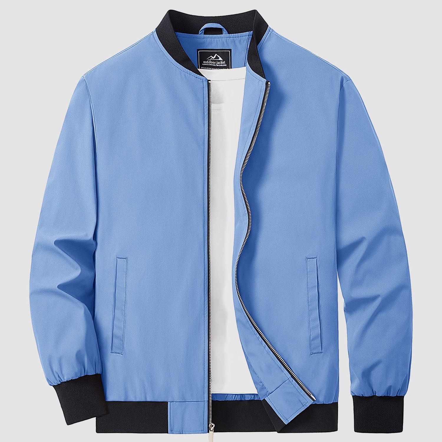Men's Lightweight Bomber Jacket - Stylish Windbreaker with Pockets for Versatile Outdoor Wear