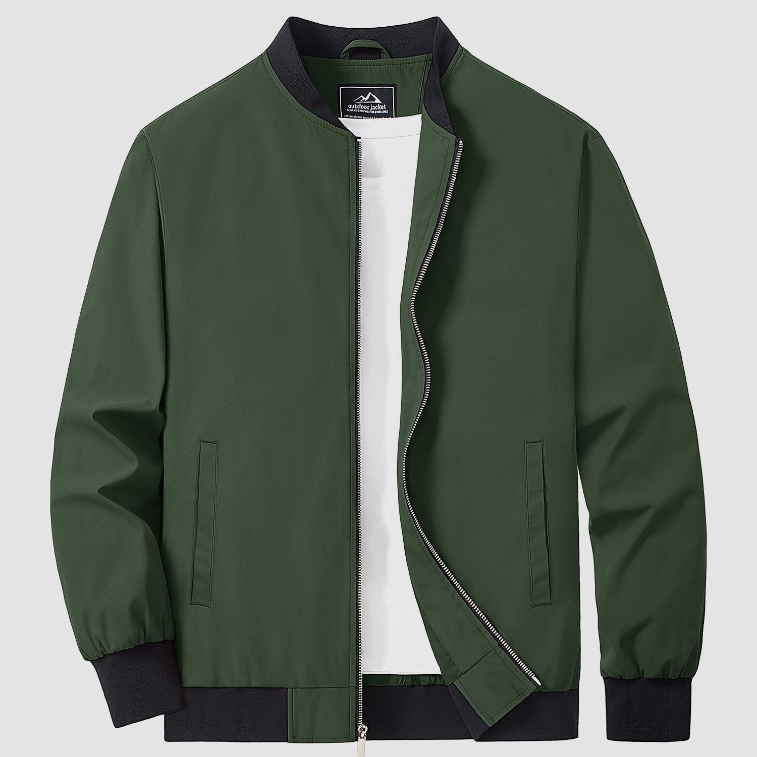 Men's Lightweight Bomber Jacket - Stylish Windbreaker with Pockets for Versatile Outdoor Wear