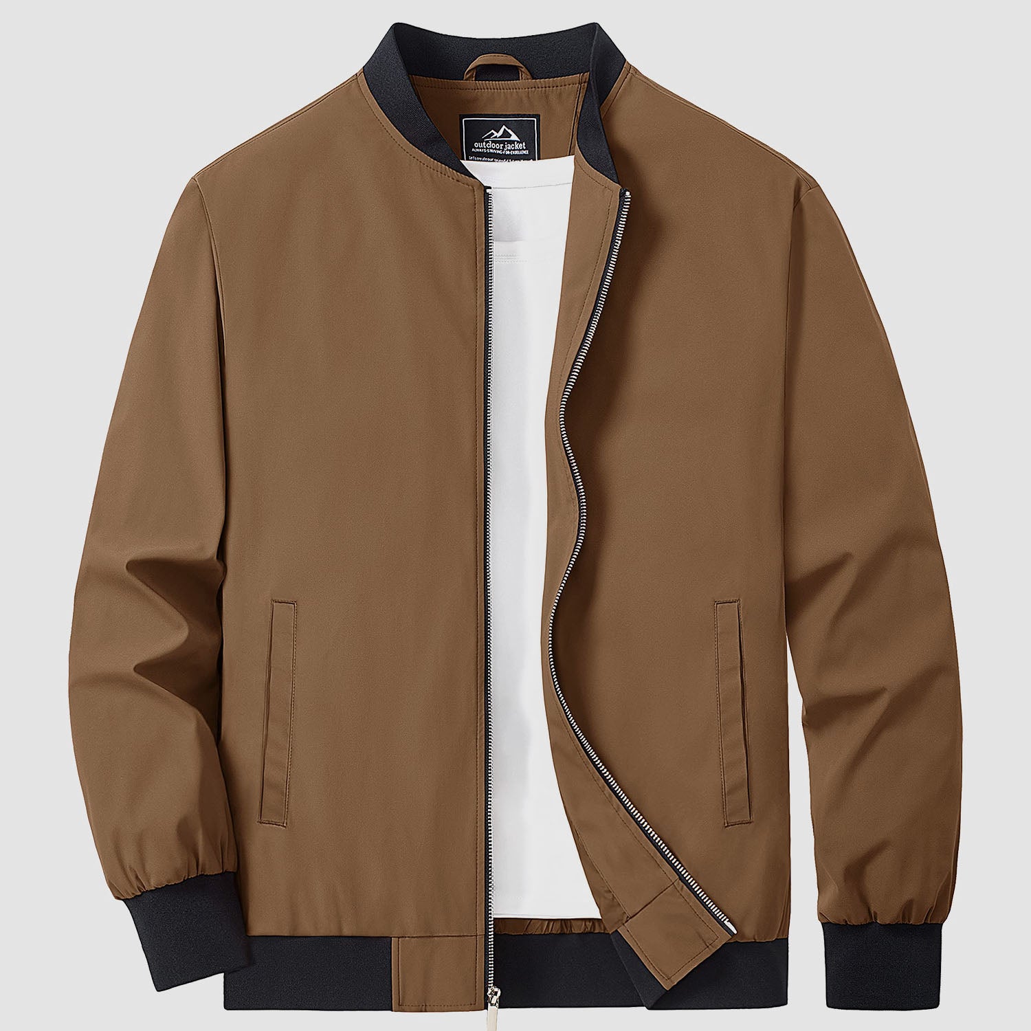 Men's Lightweight Bomber Jacket - Stylish Windbreaker with Pockets for Versatile Outdoor Wear