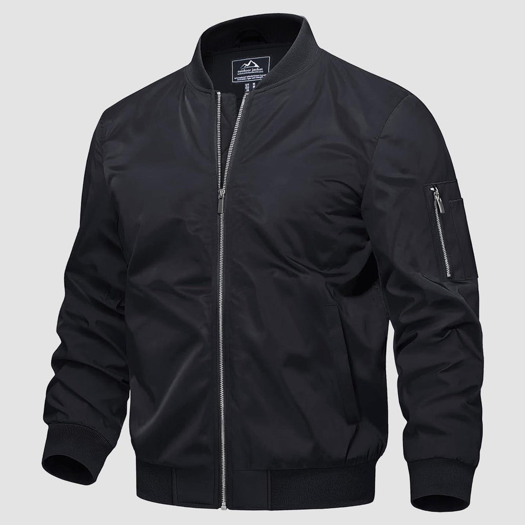 Men's Quilted Windproof Bomber Jacket with Pockets - Stylish & Durable Outerwear for All Seasons
