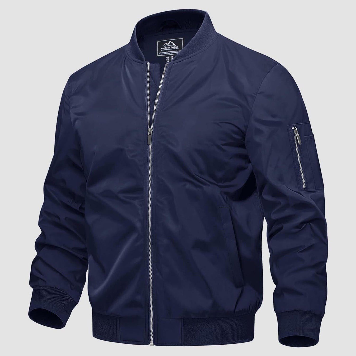 Men's Quilted Windproof Bomber Jacket with Pockets - Stylish & Durable Outerwear for All Seasons