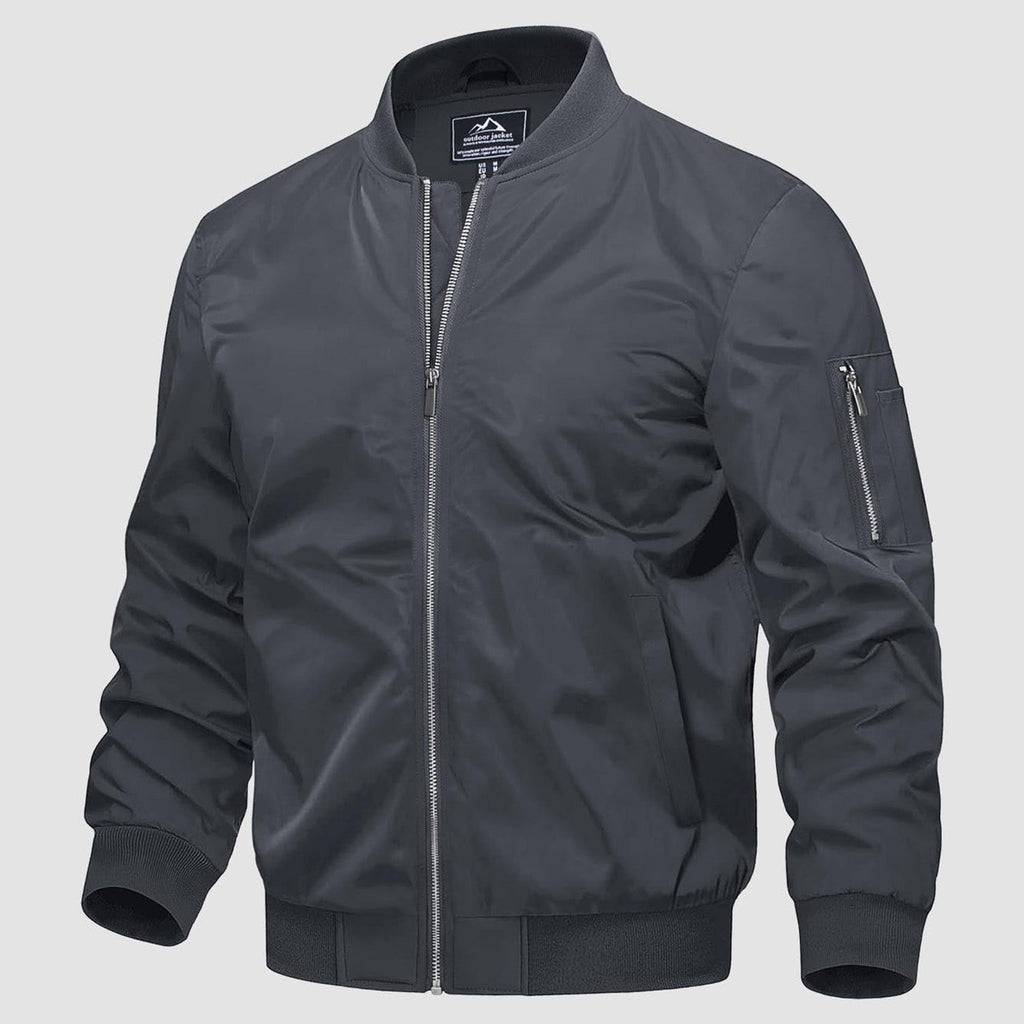 Men's Quilted Windproof Bomber Jacket with Pockets - Stylish & Durable Outerwear for All Seasons