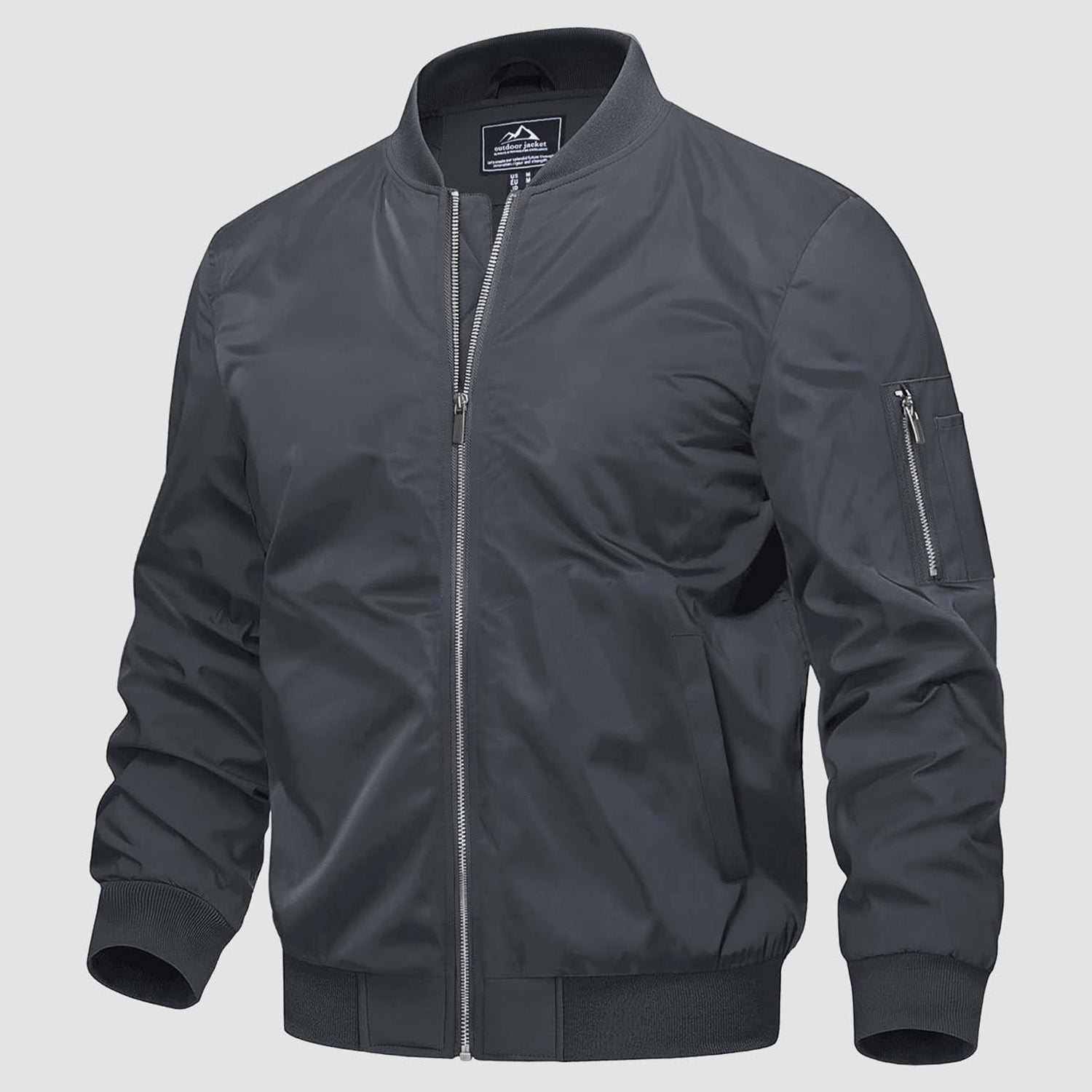 Men's Quilted Windproof Bomber Jacket with Pockets - Stylish & Durable Outerwear for All Seasons