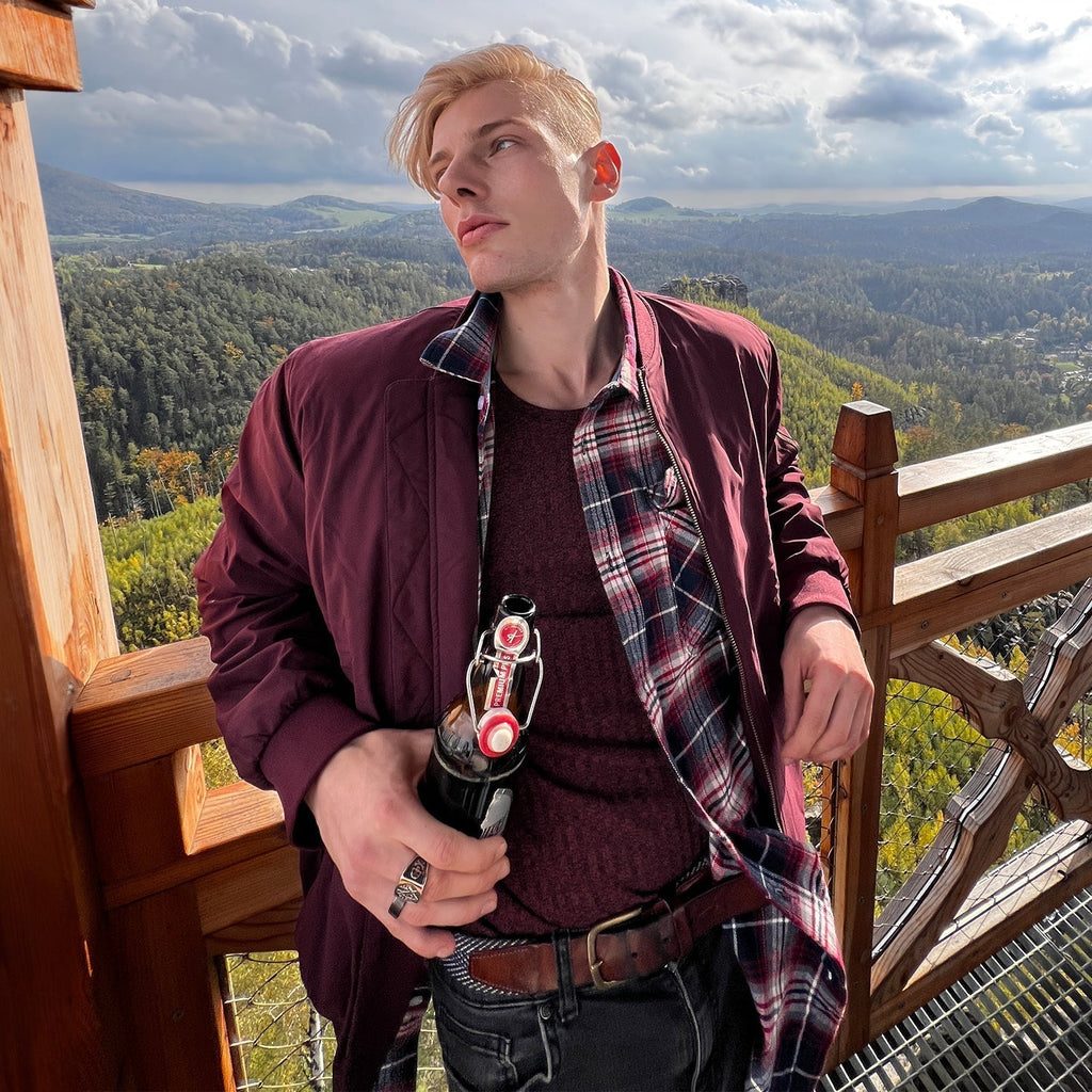 Men's Casual Zip-Up Bomber Jacket - Lightweight Windbreaker for Everyday Wear