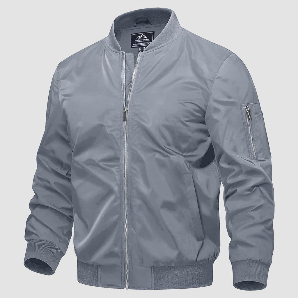 Men's Quilted Windproof Bomber Jacket with Pockets - Stylish & Durable Outerwear for All Seasons