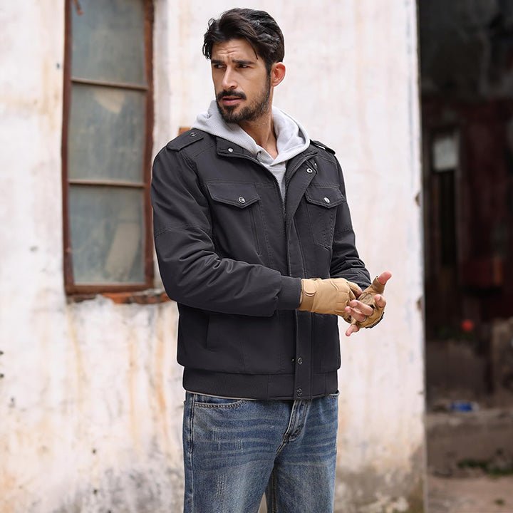 Men's Lightweight Cotton Military Bomber Jacket - Stylish Zip-Up Outerwear