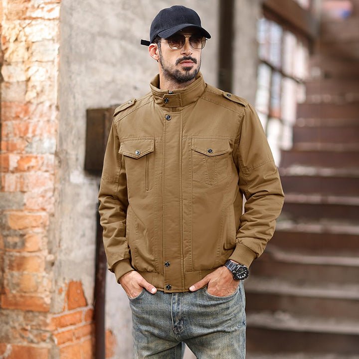 Men's Lightweight Cotton Military Bomber Jacket - Stylish Zip-Up Outerwear