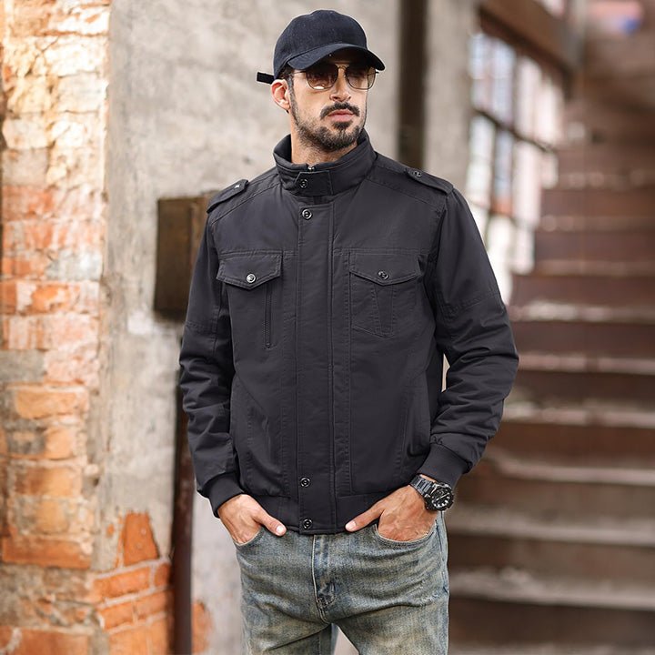 Men's Lightweight Cotton Military Bomber Jacket - Stylish Zip-Up Outerwear