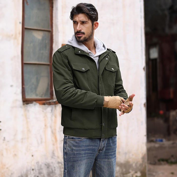 Men's Lightweight Cotton Military Bomber Jacket - Stylish Zip-Up Outerwear