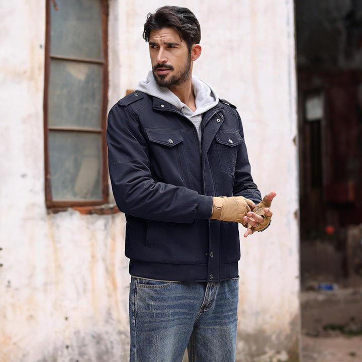 Men's Lightweight Cotton Military Bomber Jacket - Stylish Zip-Up Outerwear