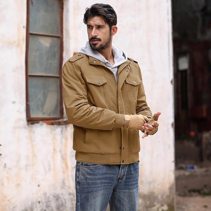 Men's Lightweight Cotton Military Bomber Jacket - Stylish Zip-Up Outerwear