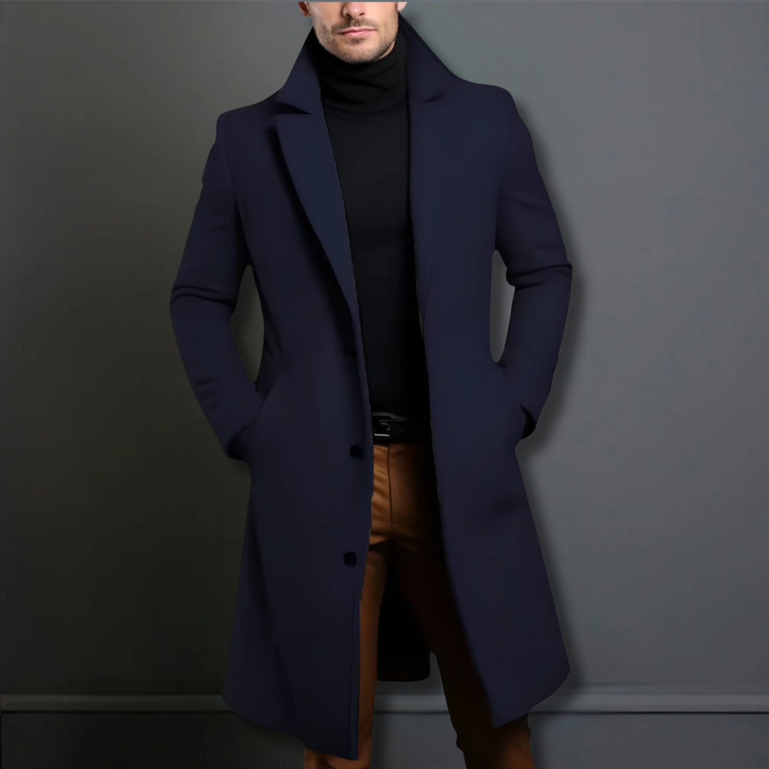 Men's Classic Tailored Overcoat - Stylish Navy, Black & Beige Options | Premium Quality Outerwear