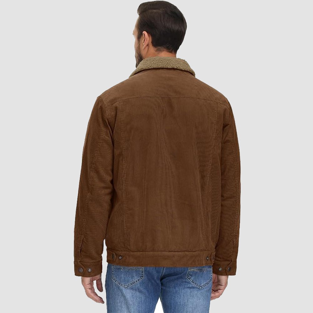 Men's Sherpa-Lined Corduroy Jacket - Warm Winter Coat for Ultimate Comfort