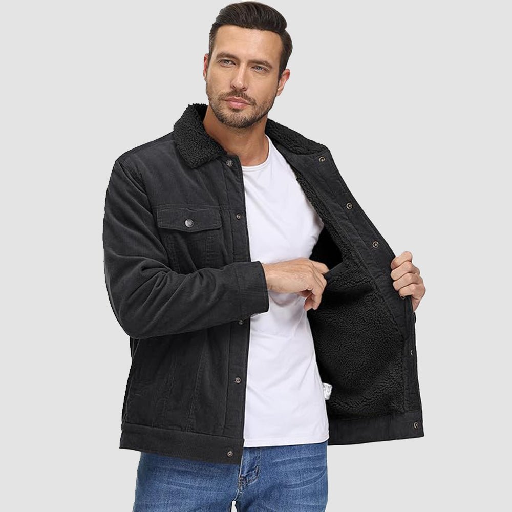 Men's Sherpa-Lined Corduroy Jacket - Warm Winter Coat for Ultimate Comfort