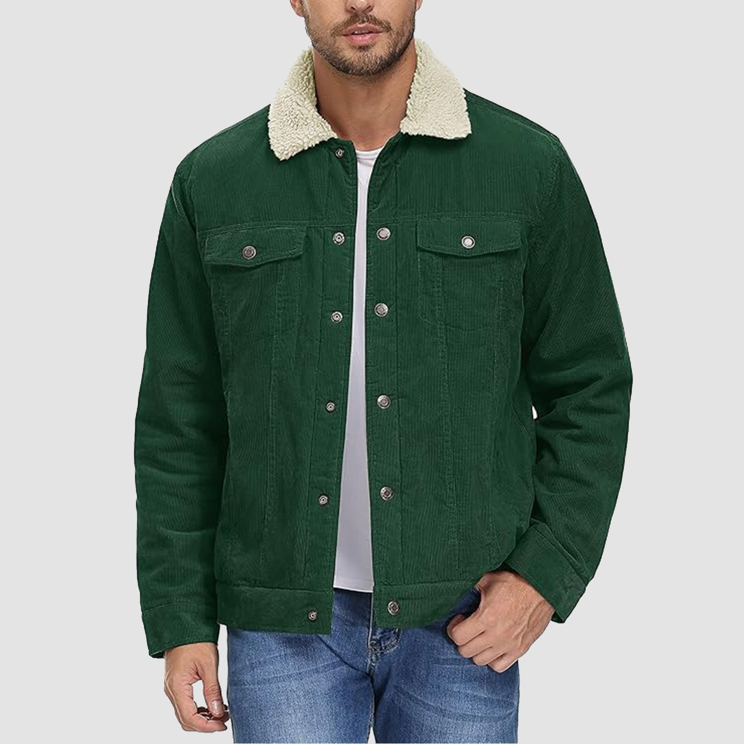 Men's Sherpa-Lined Corduroy Jacket - Warm Winter Coat for Ultimate Comfort
